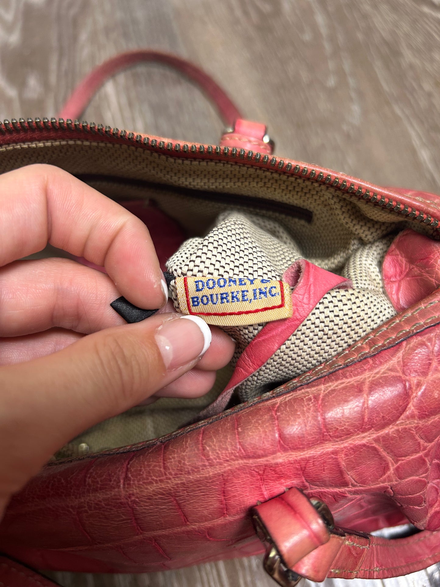 Dooney & Bourke Vintage Baguette Shoulder Bag Pink Alligator