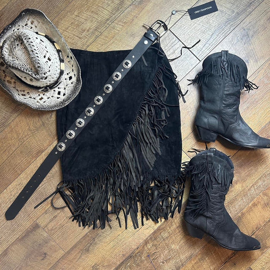 Rare vintage black suede leather