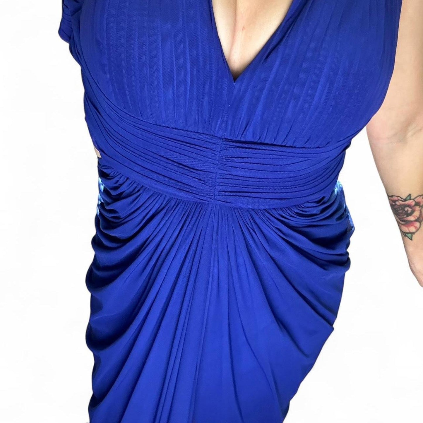 Cache blue ruched maxi dress