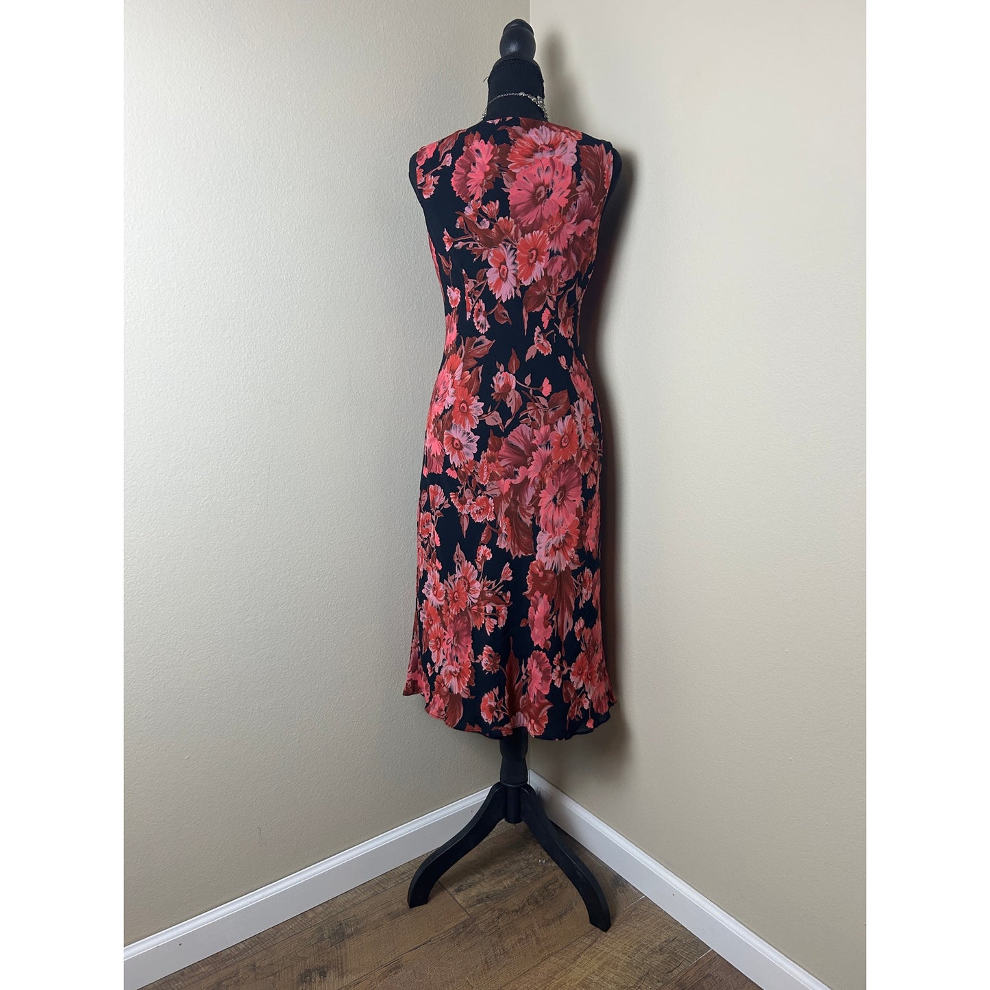 Y2K Fairycore Donna Ricco Schwarz Rot Floral Asymmetrisches Kleid Größe 6 Whimsigoth