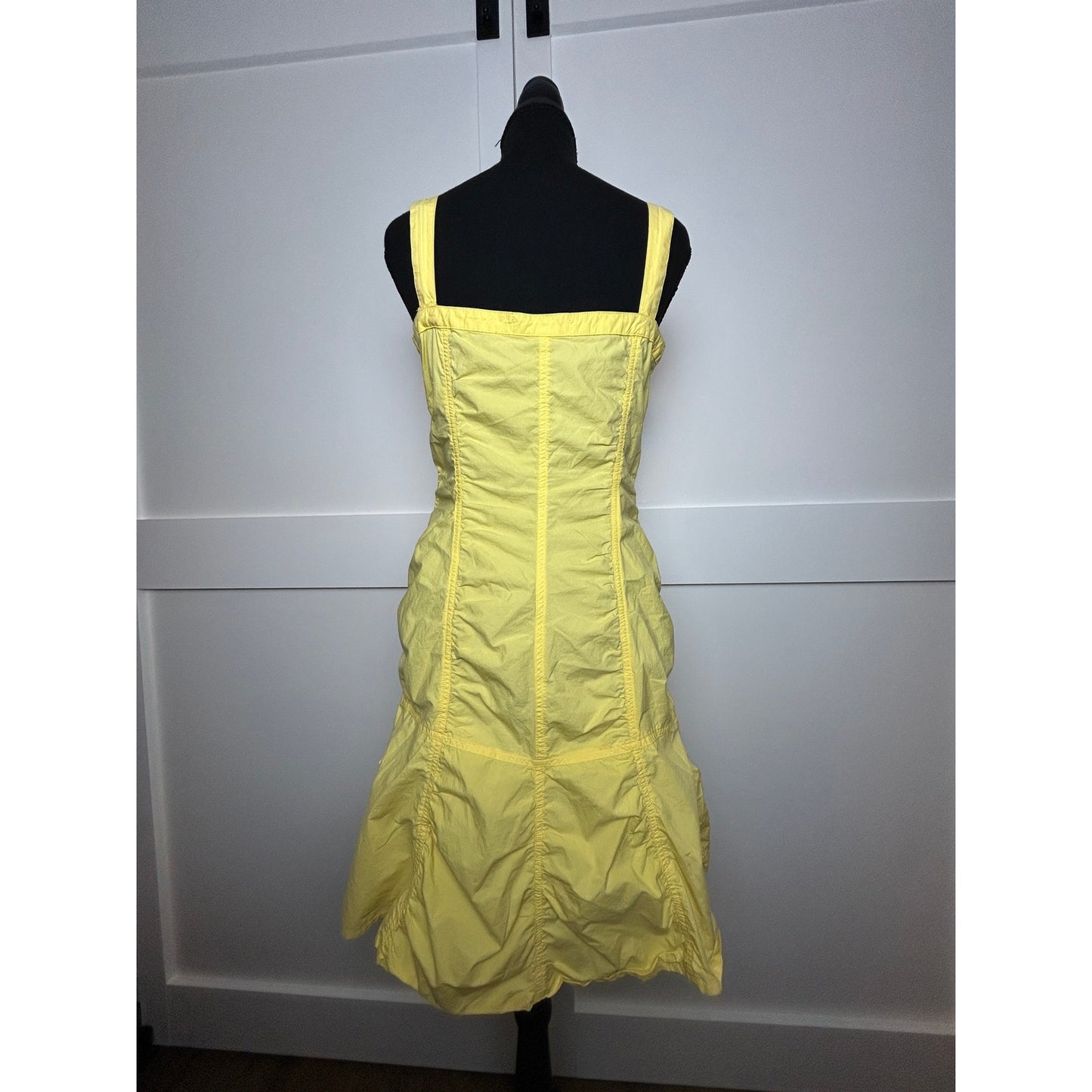 Kristina Popovitch Yellow Cargo Sundress Size S Y2K euro Utility Mini Dress