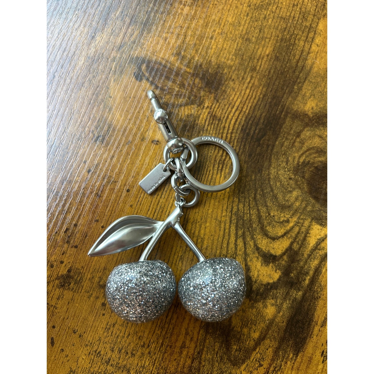 Coach Silver Cherry Bag Charm All Silver Glitter Y2K glam