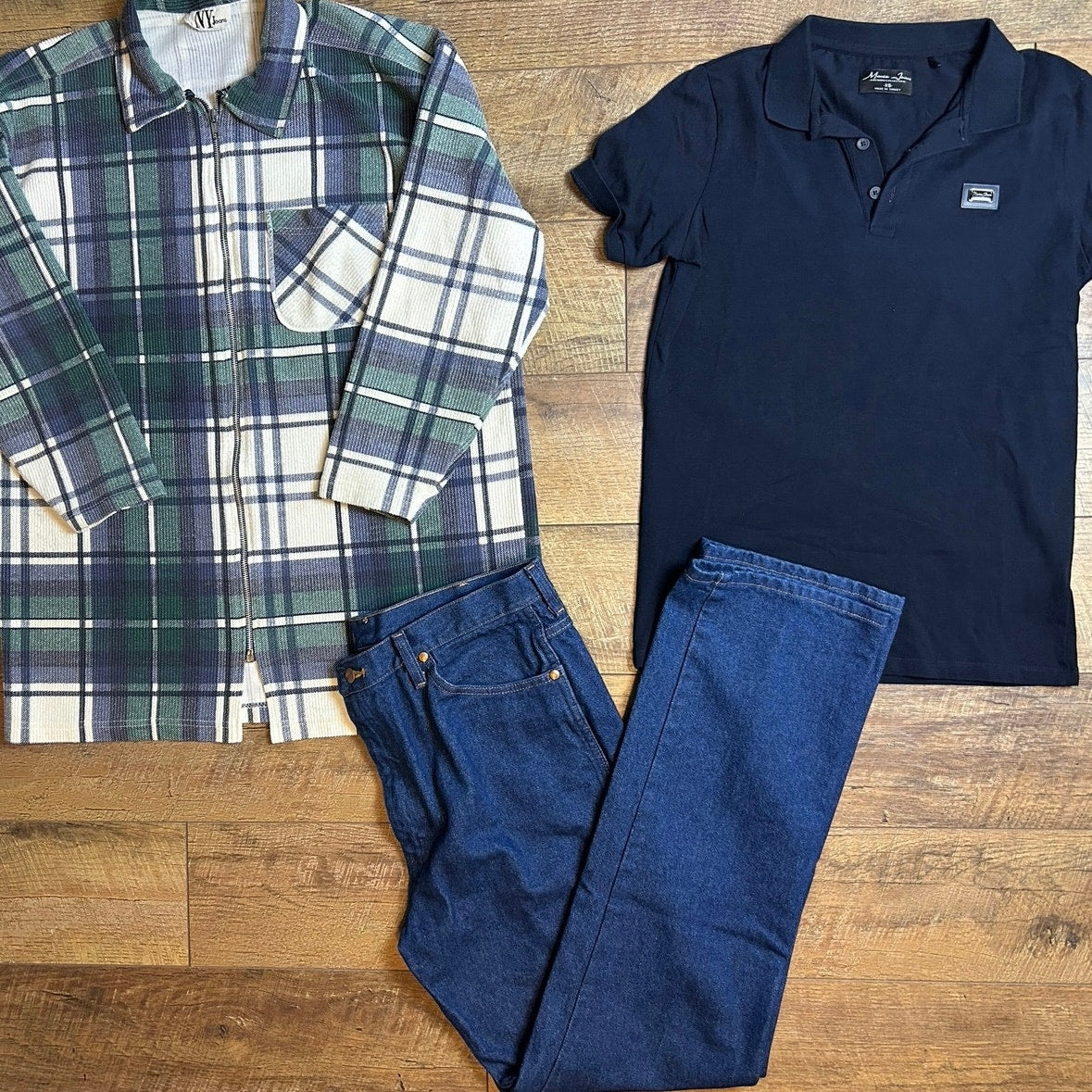 Vintage 90’s Ny jeans plaid zip up shirt size