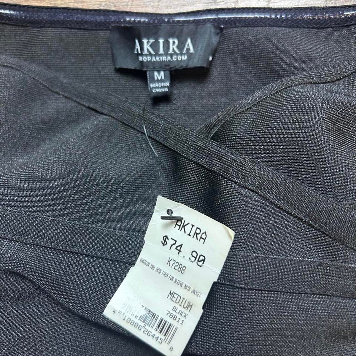 NWT AKIRA Off Shoulder Cropped Bodycon Double Zip Jacket Deadstock