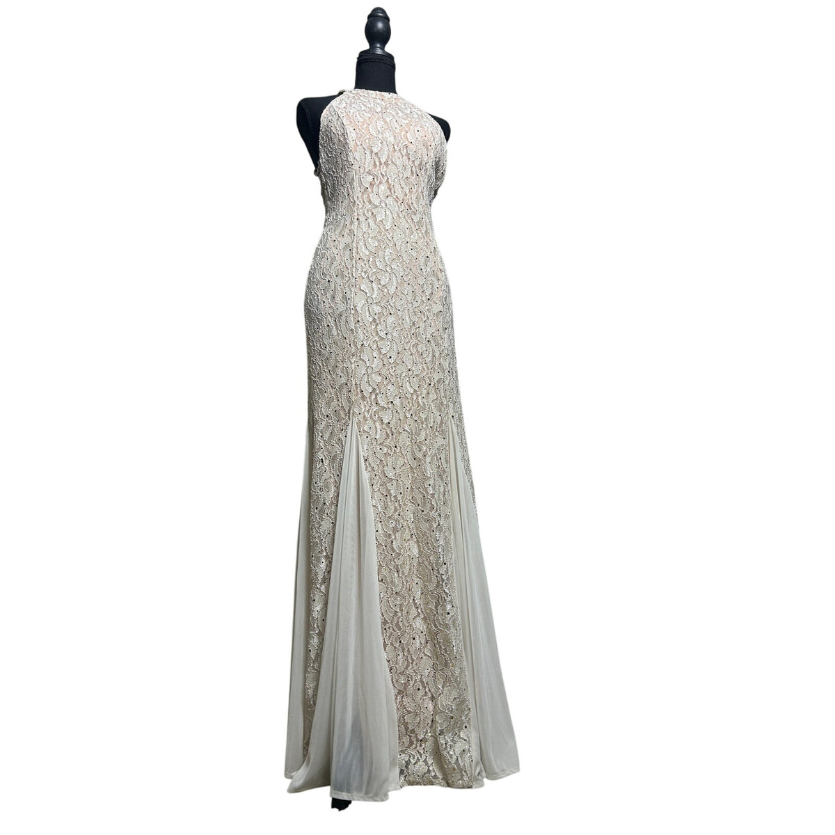 Champagne Beaded Mermaid Dress Open Back Necklace Detail Met Gala Edit