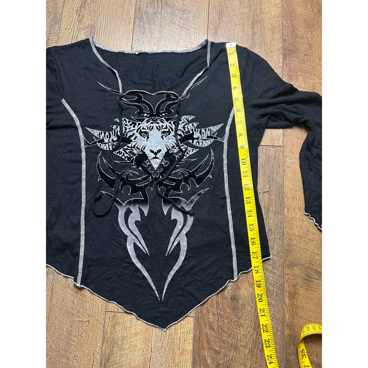 Velvet Burnout Tiger Tribal Fairy Hankerchief Hem Top