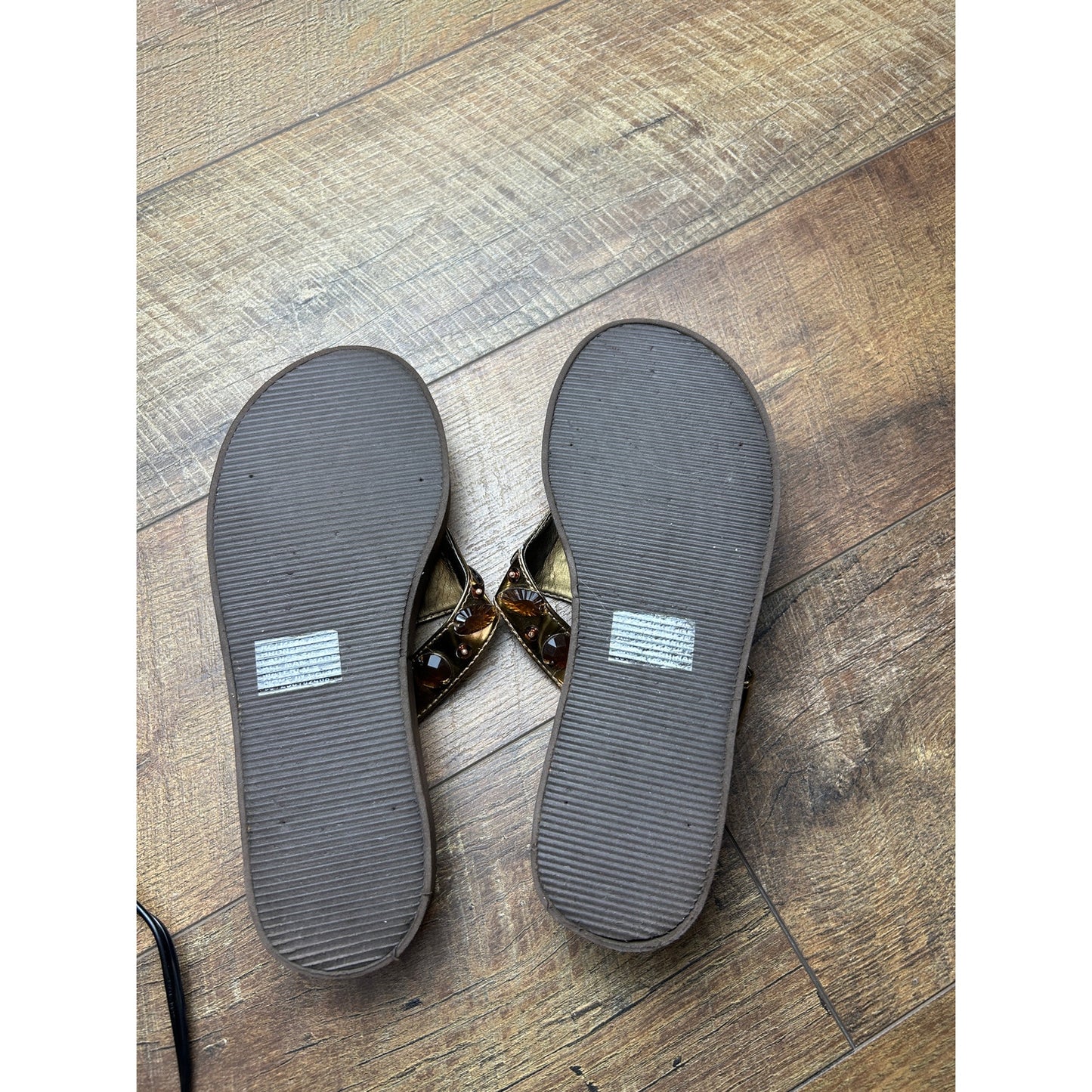 Y2K Candie’s Brown Platform Flip Flops Gem Embellished Indie Sleaze Size 6/7