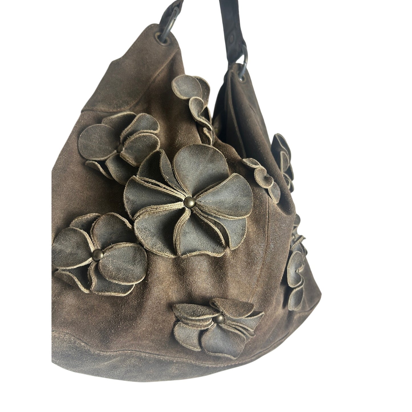 Lucky brand all suede hobo bag with flowers and rayon lining