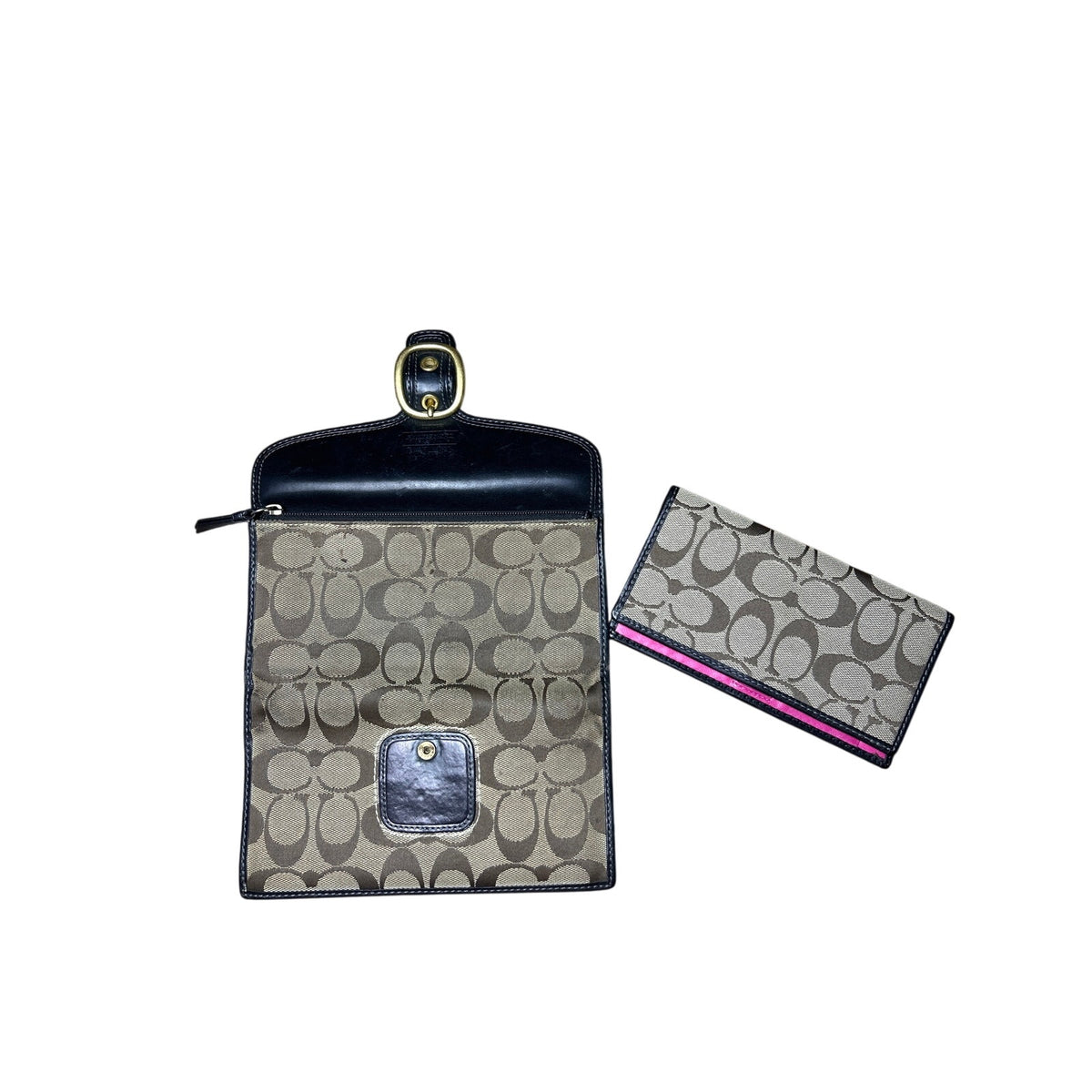 Coach Bleecker Monogram Wallet Checkbook Set