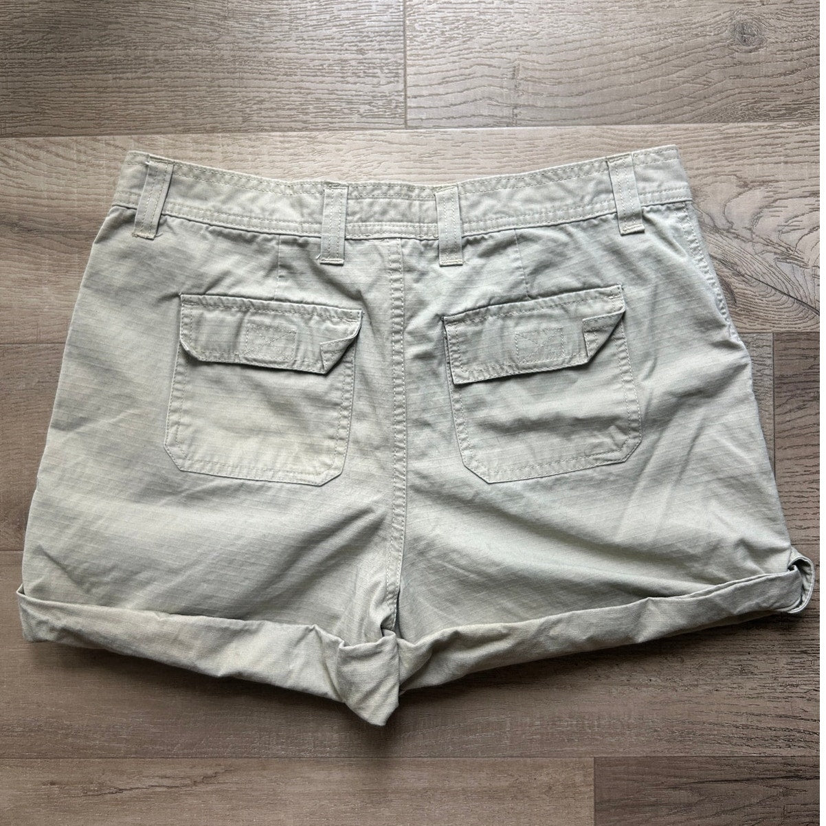 y2k faded glory 100% cotton cuffed khaki shorts mandalay brown rn 89169
