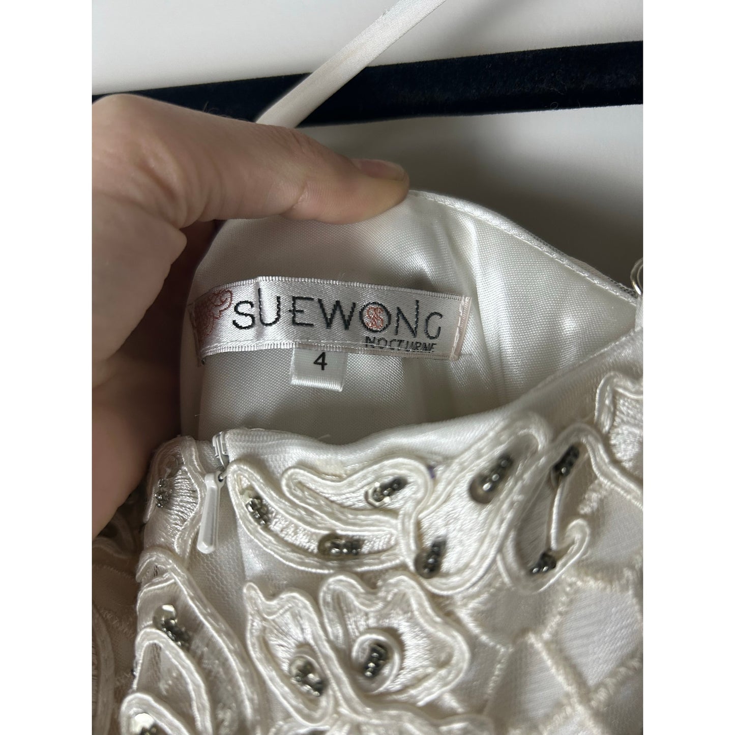 Sue Wong Nocturne NWT Perlen Feen-Hochzeitskleid Größe 4 Ätherische Braut Y2K Glam