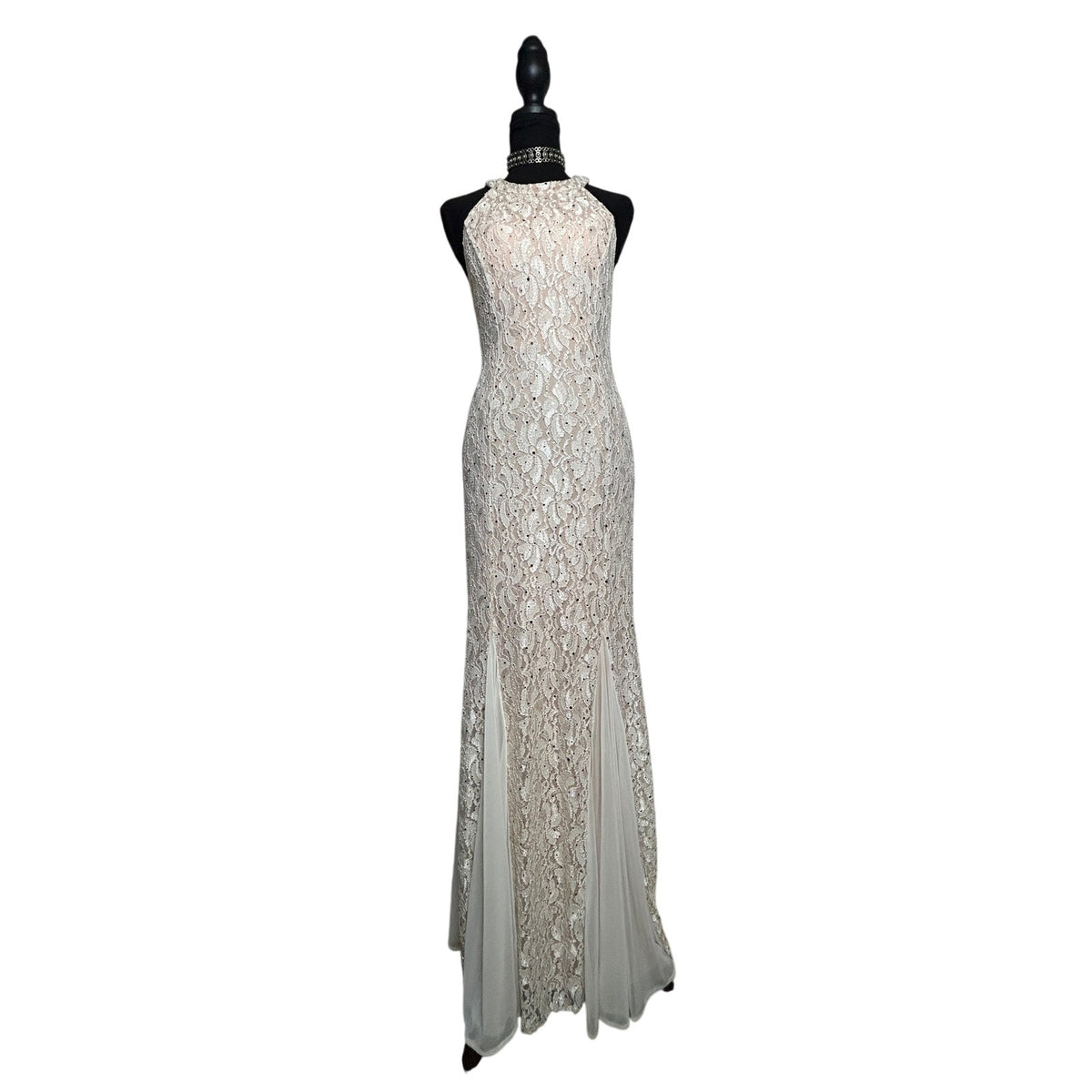 Champagne Beaded Mermaid Dress Open Back Necklace Detail Met Gala Edit