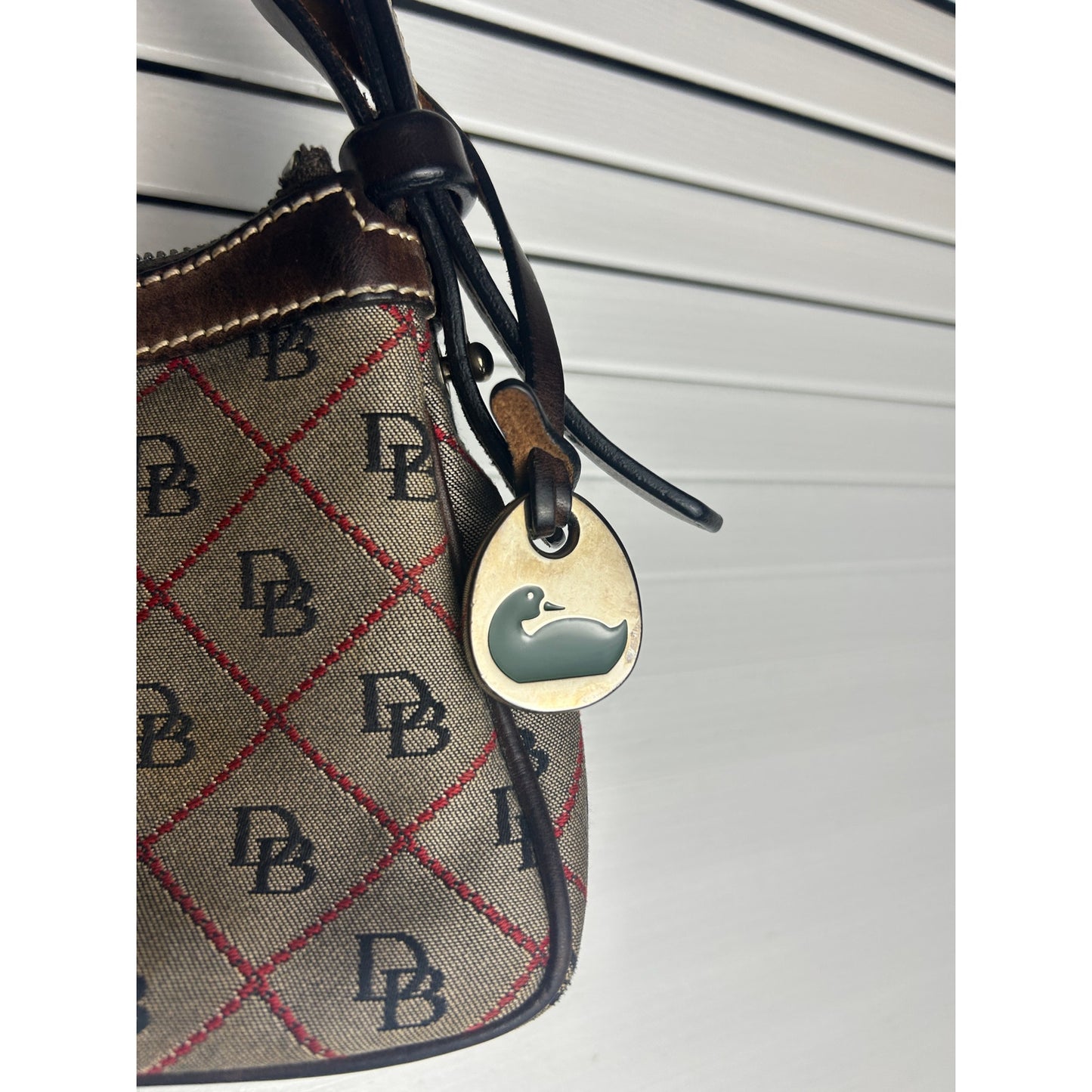 Dooney & Bourke Y2K Monogram Jacquard Baguette Bag – Red Black Tan Shoulder Bag