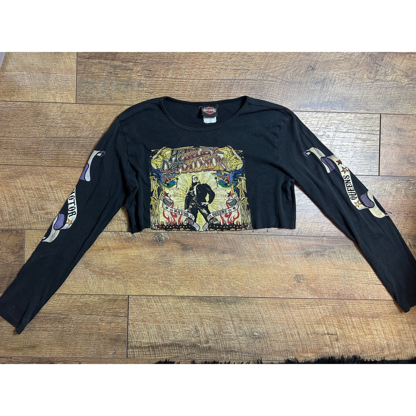 Cropped Harley Motor Queens graphic tee biker babe moto