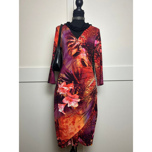 Cache Hibiscus Y2K Coconut Girl Asymmetrisches Urlaubskleid Gr. M Viskose