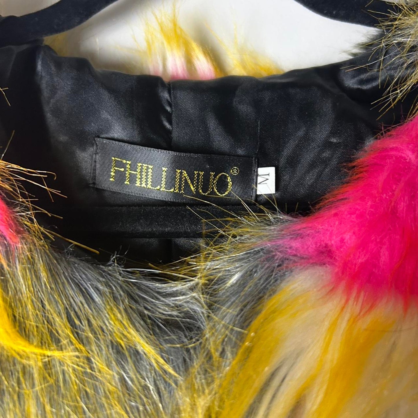 Fhillinou vibrant multi coloured faux fur
