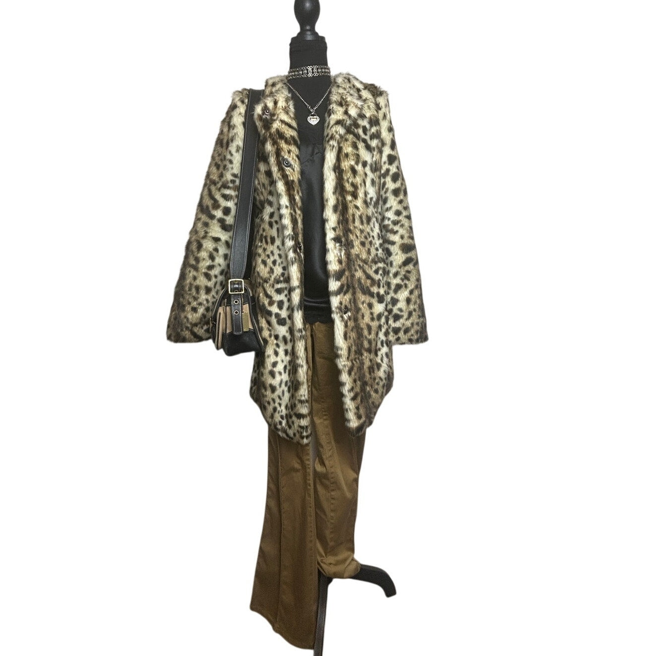 12 by On Twelfth Mantel aus langem Kunstpelz mit Gepardenmuster, Mob Wife Y2K Glam