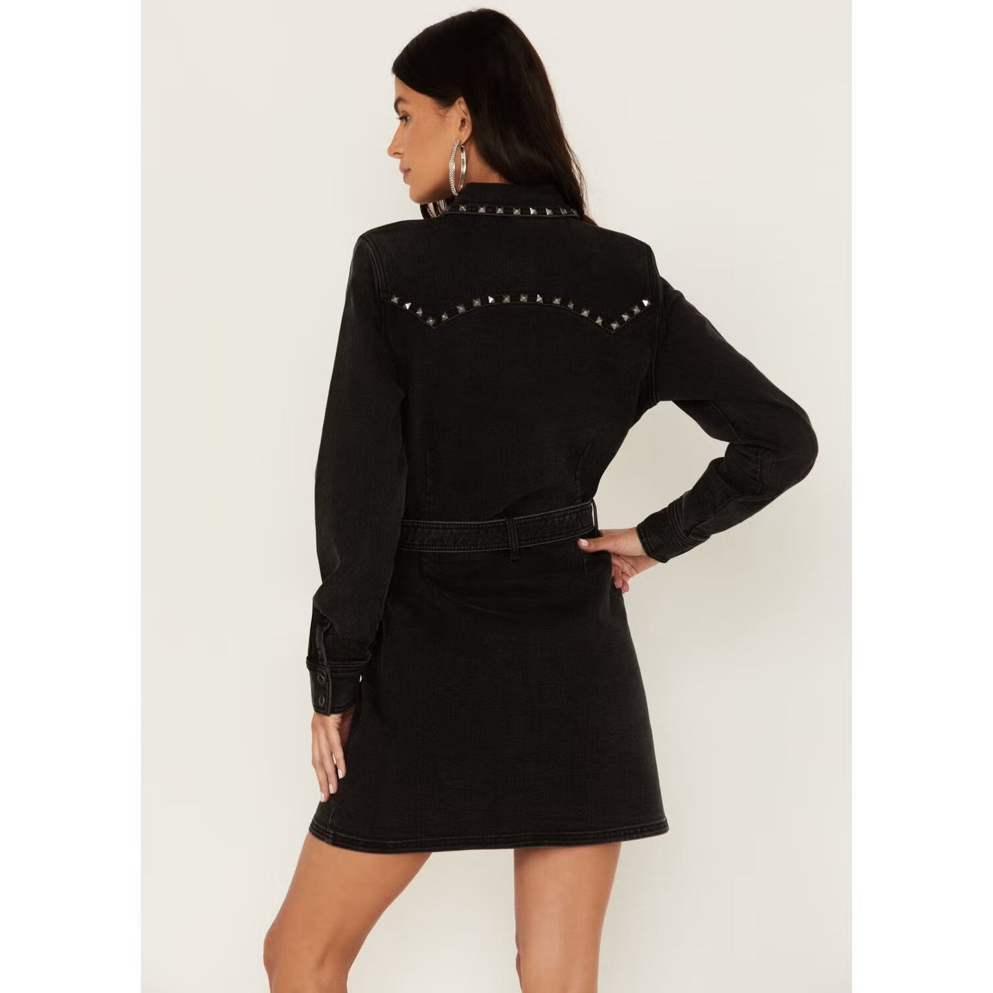 🖤 Robe en jean noir Idyllwind Western Rockstar avec ceinture cloutée