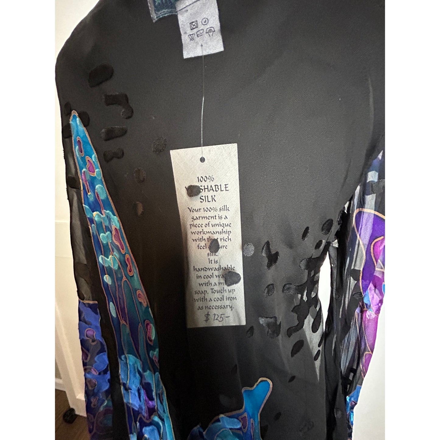 nwt simply silk silk/rayon butterfly asymmetrical poncho washable