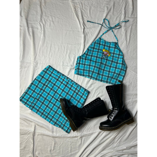 ensemble dos nu et mini-jupe à carreaux Dolls Kill Bubbles taille L