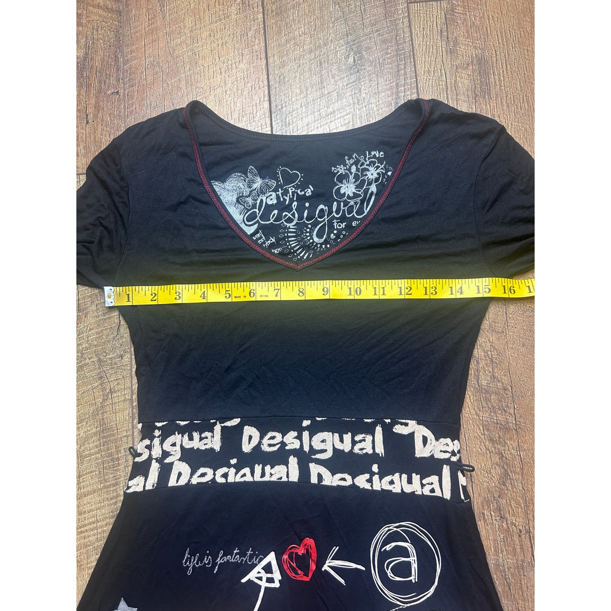 Desigual Bamboo Layered Fit & Flare Dress Size S | Euro Grunge Y2K Long Sleeve Fall Dress