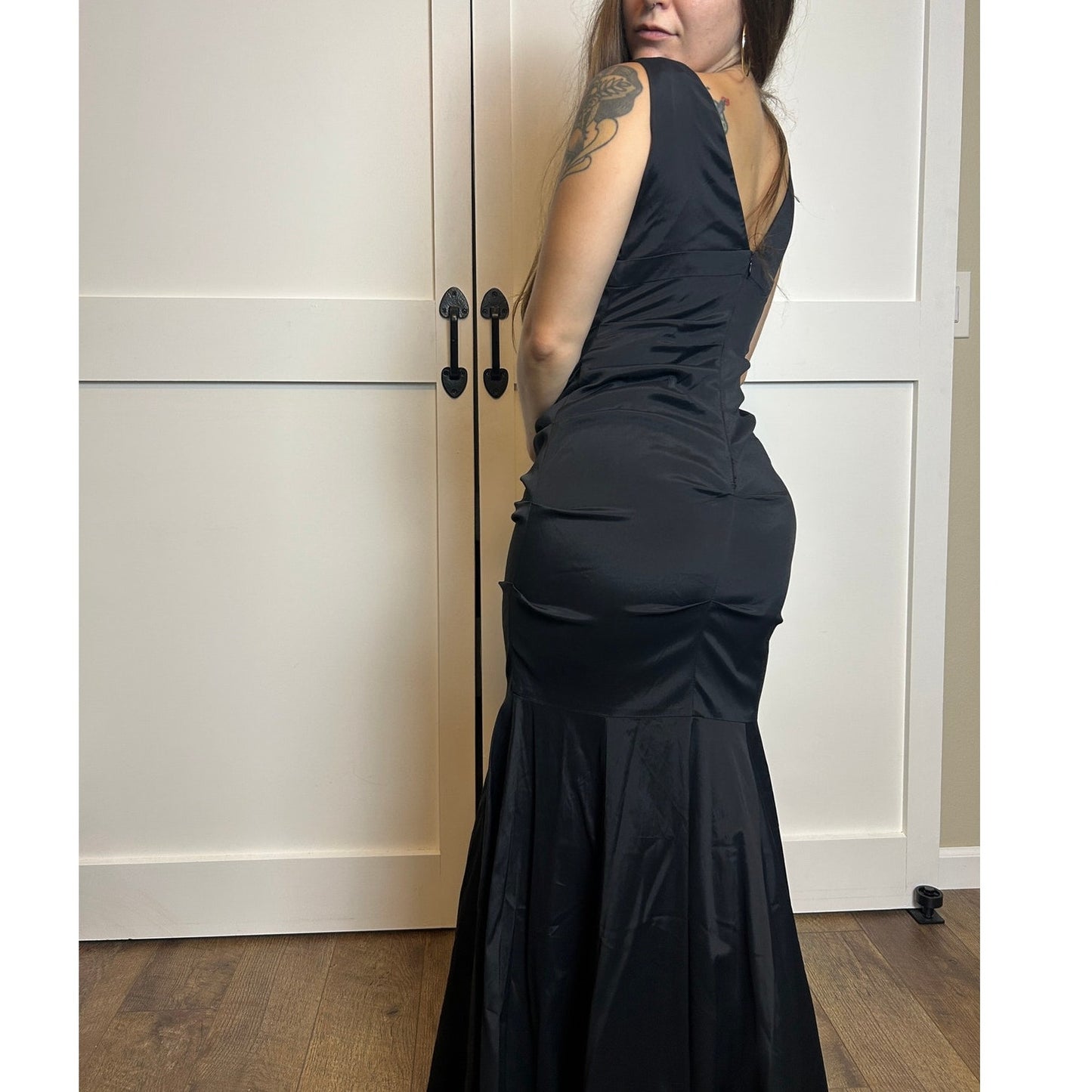 Y2K Meerjungfrauenkleid Xscape by Joanna Chen Größe 8 schwarzes Fishtail-Kleid