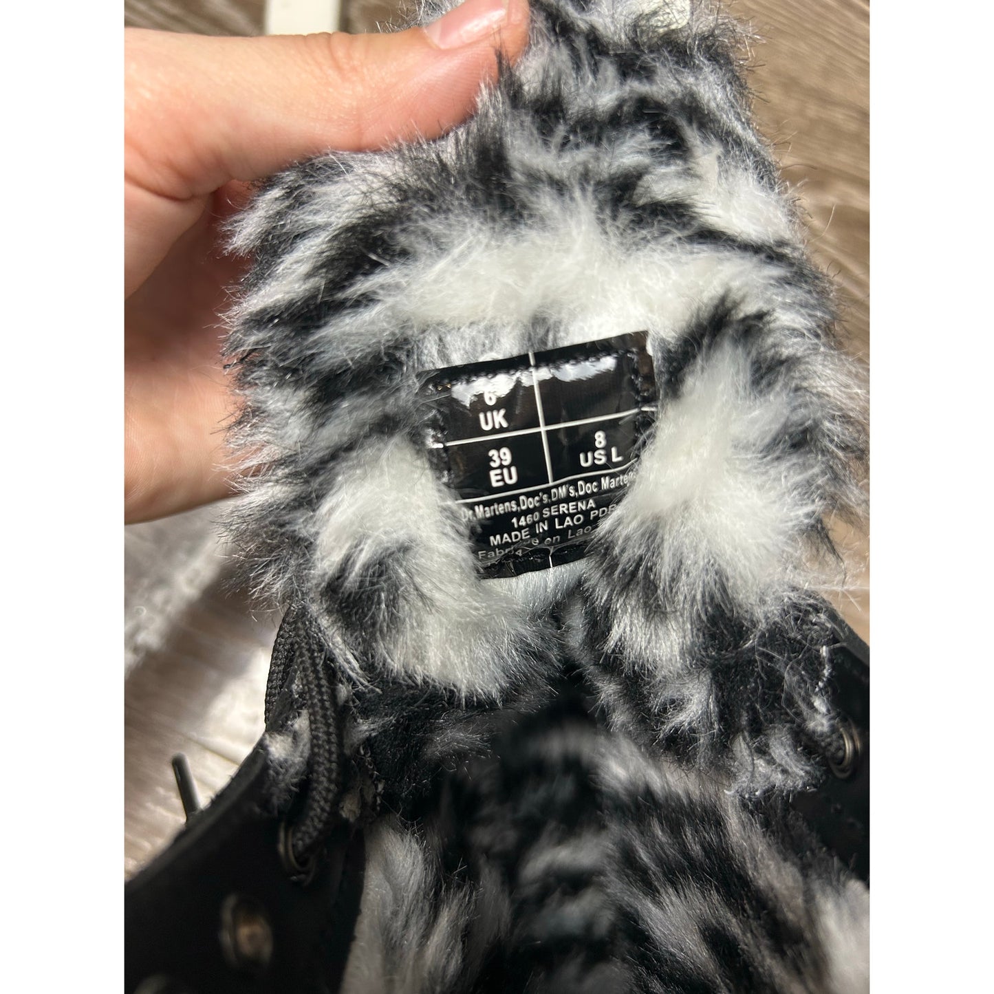 Bottes de combat Dr Martens 1460 Serena doublées de fausse fourrure à imprimé animal