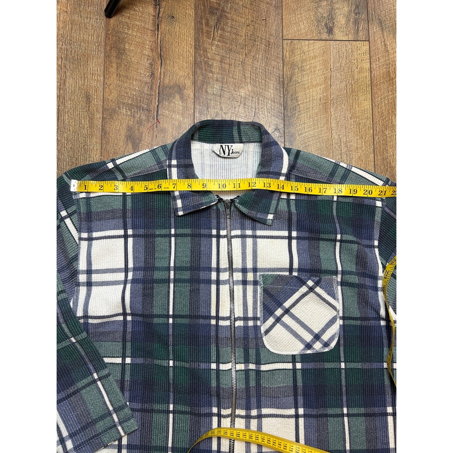 Vintage 90’s Ny jeans plaid zip up shirt size