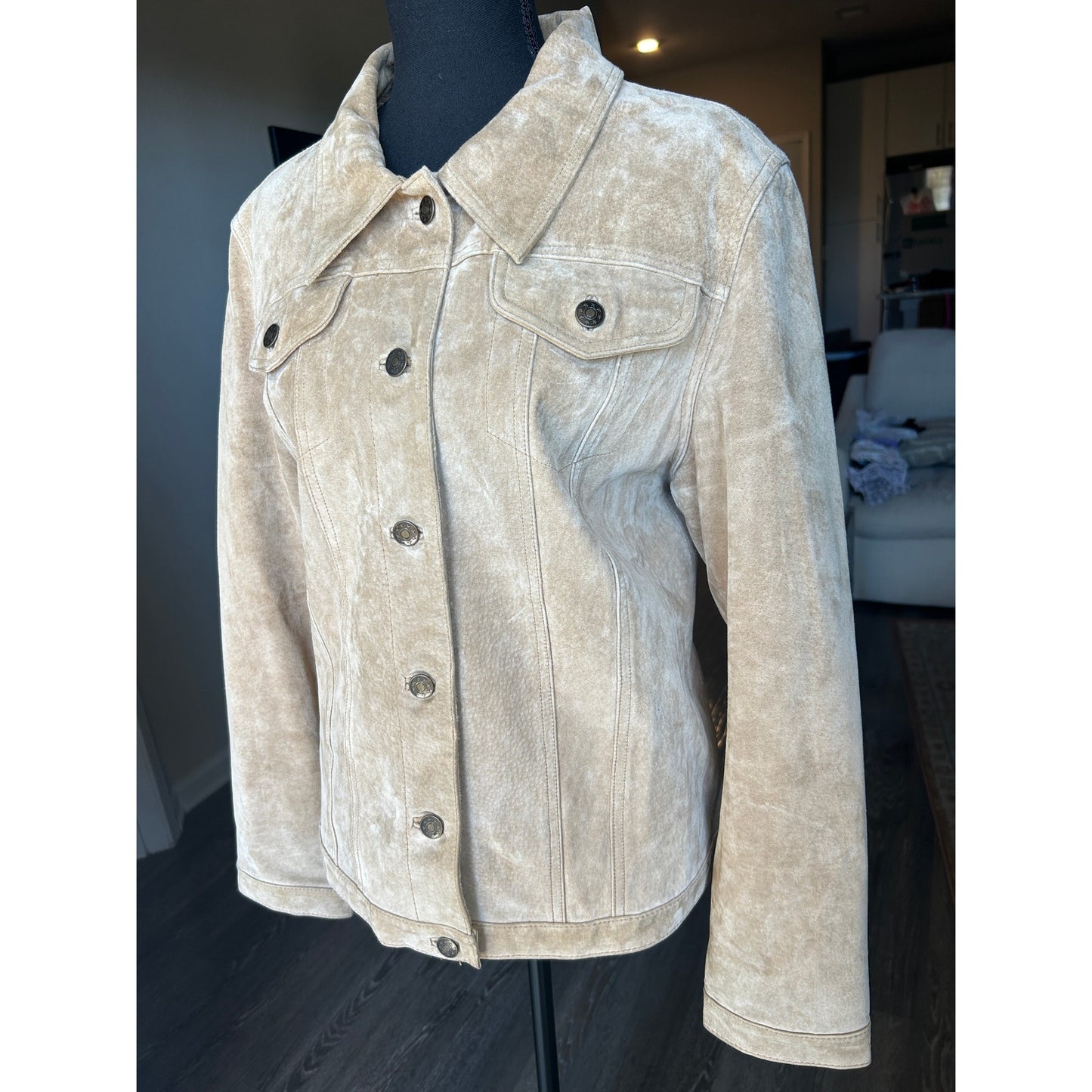🤎 Vintage Fabio Suede Trucker Jacket – Women’s Large – 90s Western Minimalist