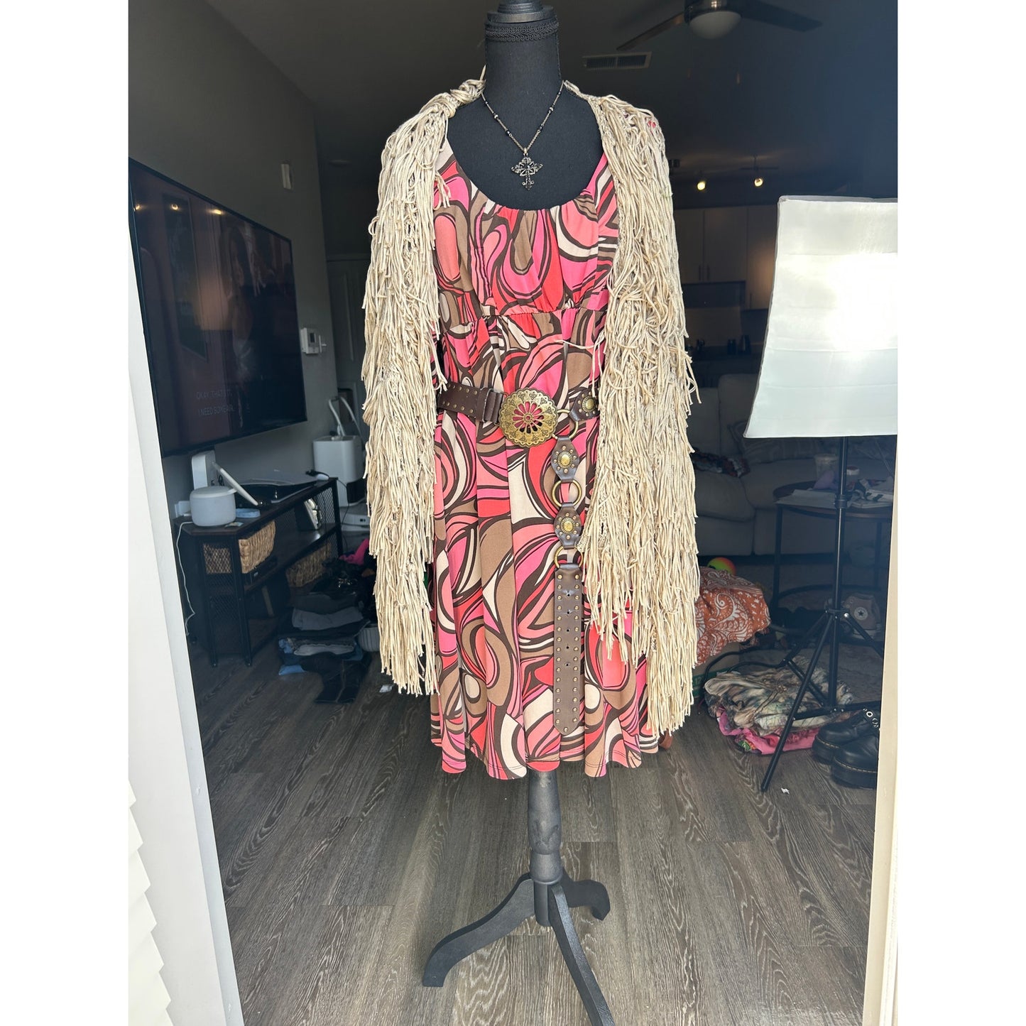 Free People Vibe Crochet Fringe Cardigan Boho Festival Duster