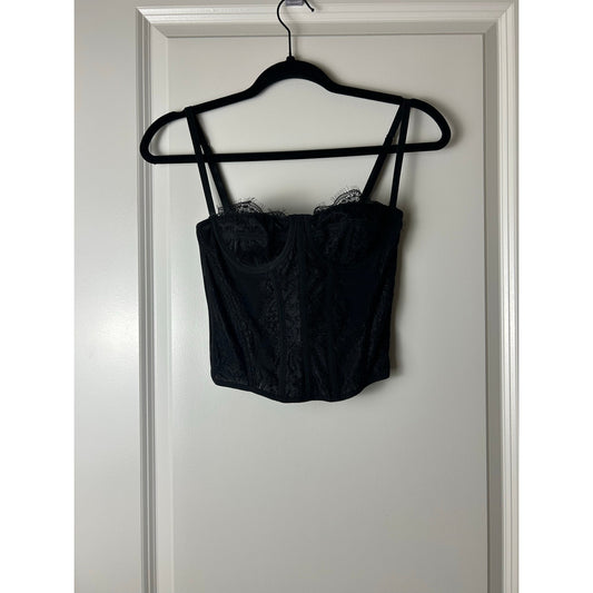 Square neck eyelash lace trim corset size xs