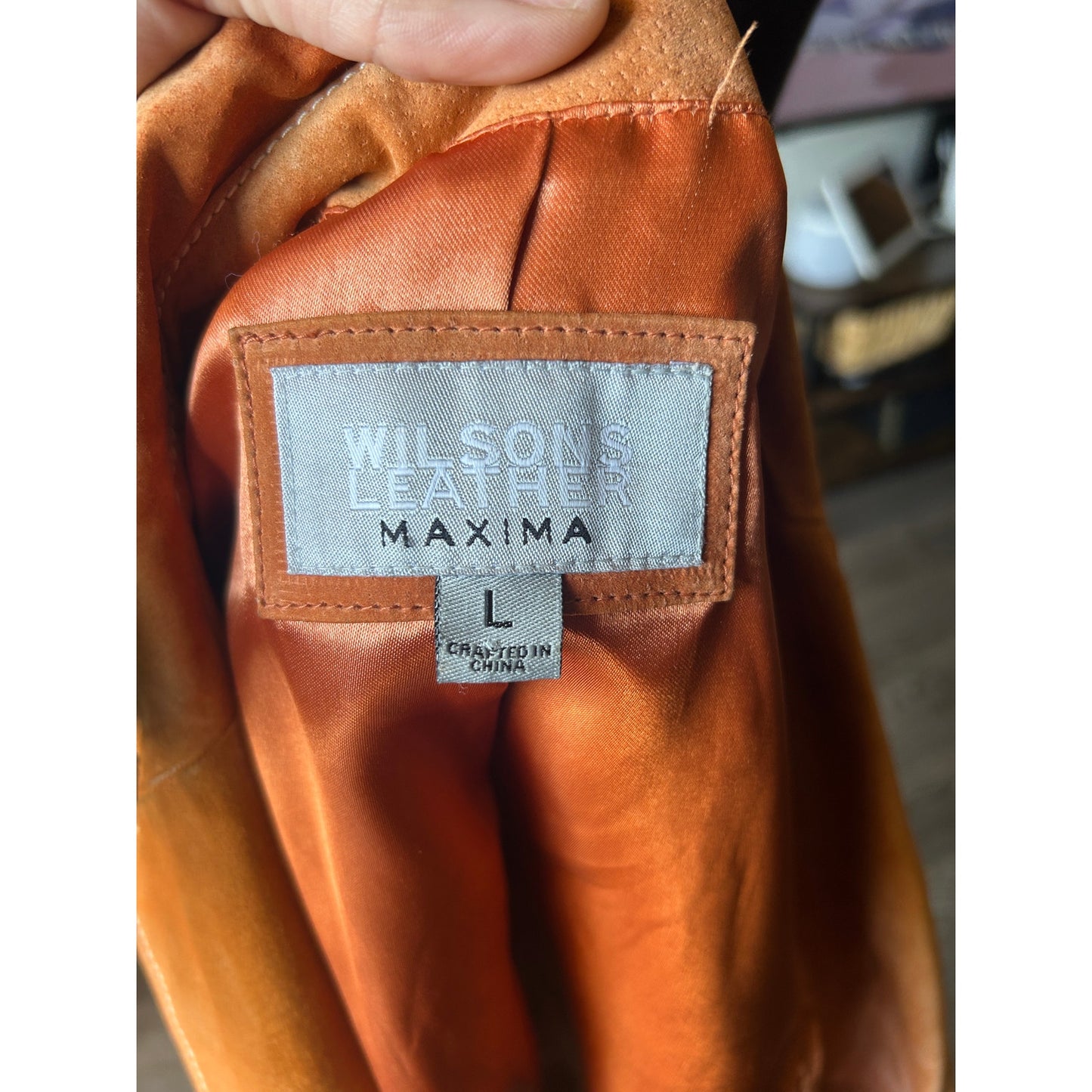 wilson leather maxima orange tailored suede blazer size l
