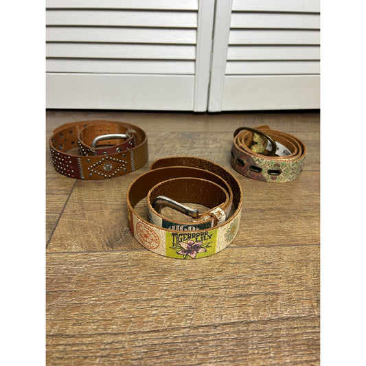 Western Gürtel Bundle Fossil Ledergürtel Los von 3 Cowboy Y2K Boho