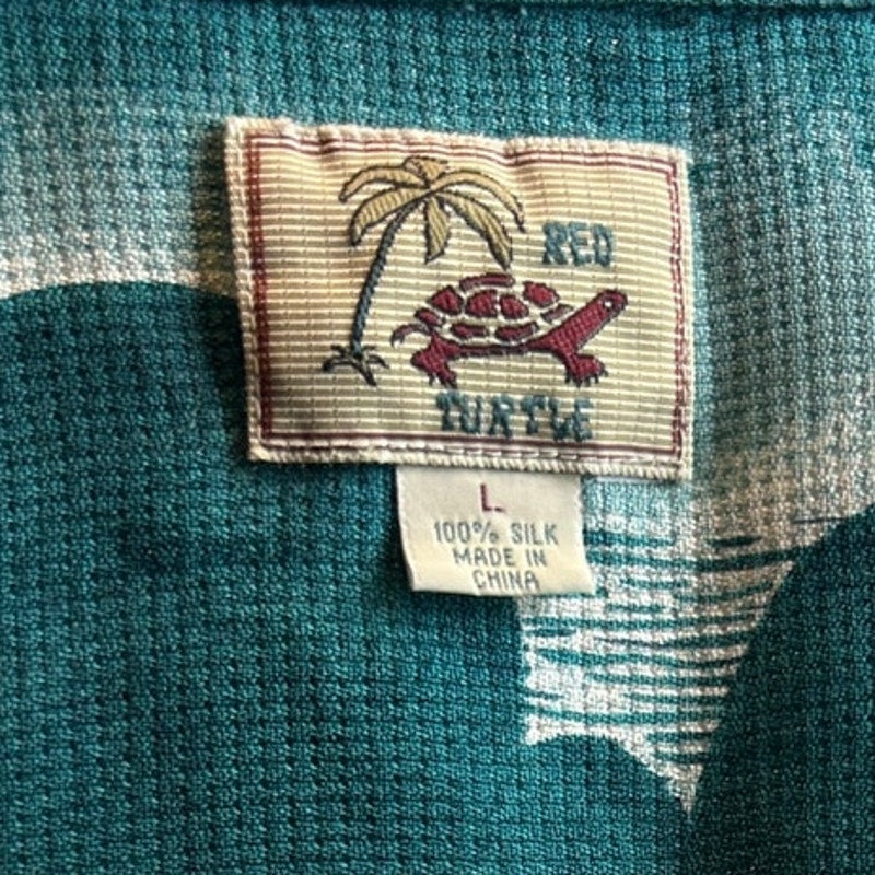 Chemise hawaïenne des années 50, 100 % soie, manches courtes, boutonnée, taille L