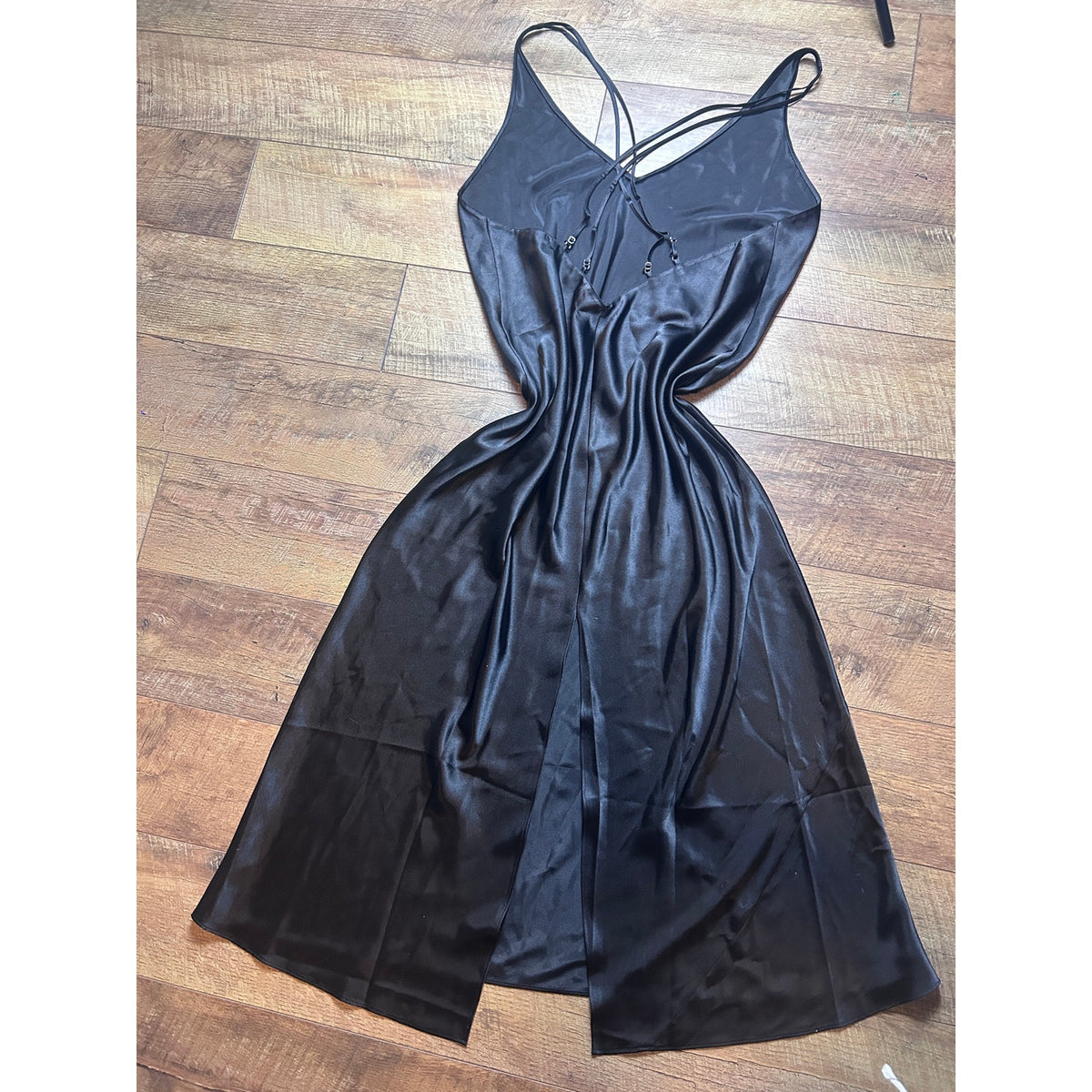 Frederick’s of Hollywood Low Crossback Backslit V Neck bias cut Slip Dress 1X