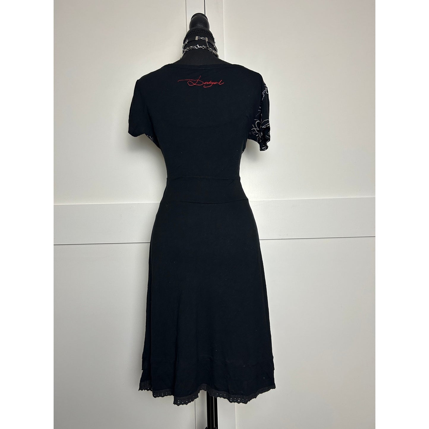 euro desigual black floral dress one size fits most