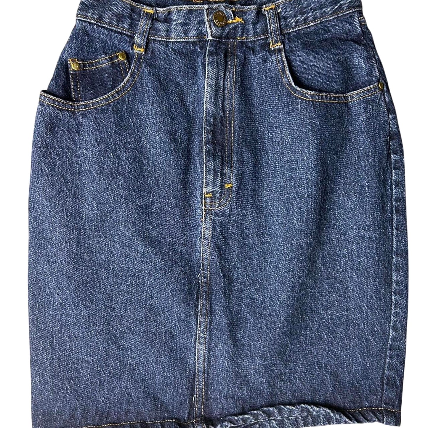 1980s Gitano express size 24x19 stone wash knee length denim skirt