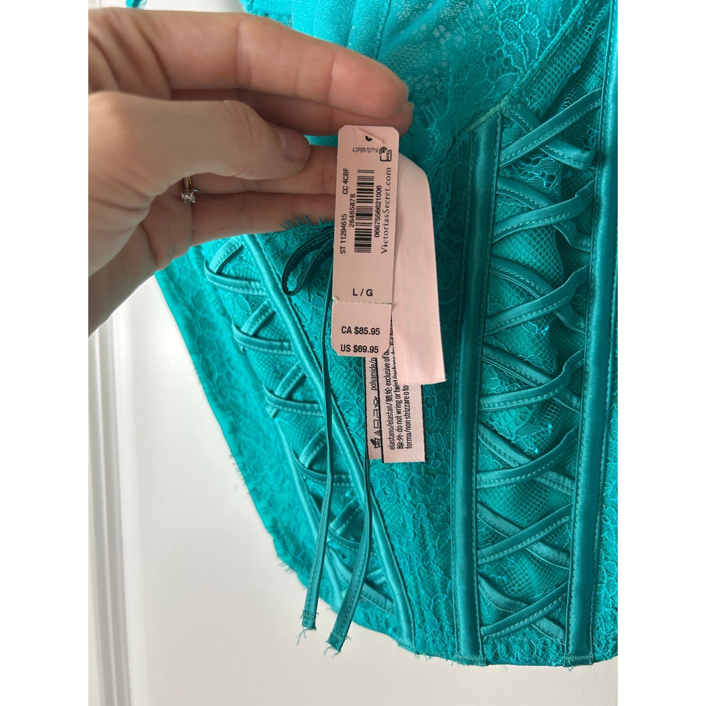 NWT Victoria secret corset teal size l