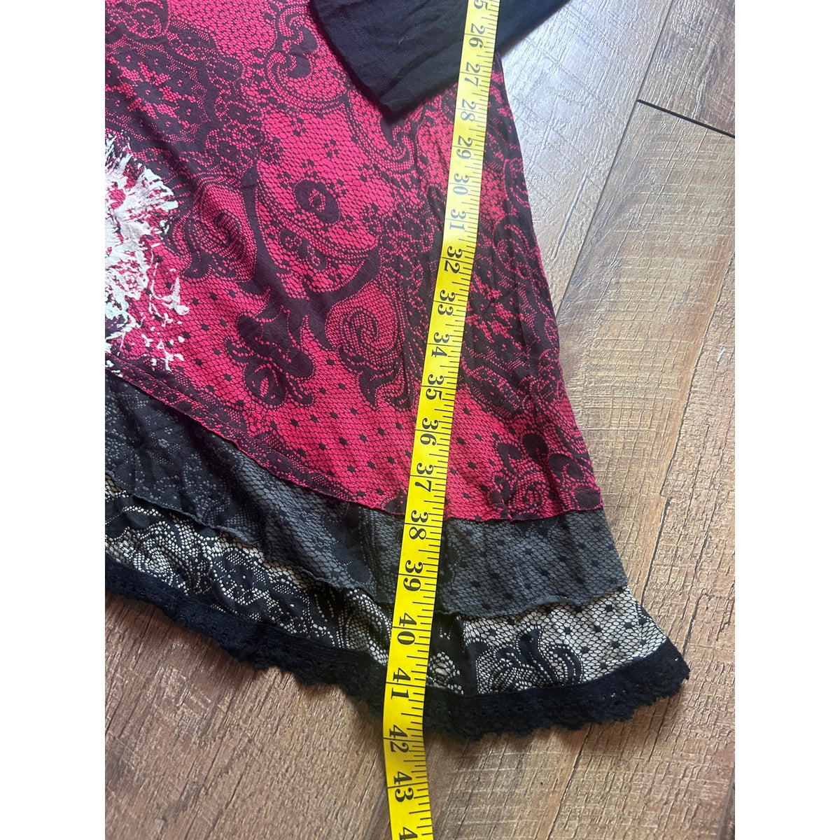Desigual 36V2001 Red Black White Fit & Flare Dress XL Euro Grunge Y2K