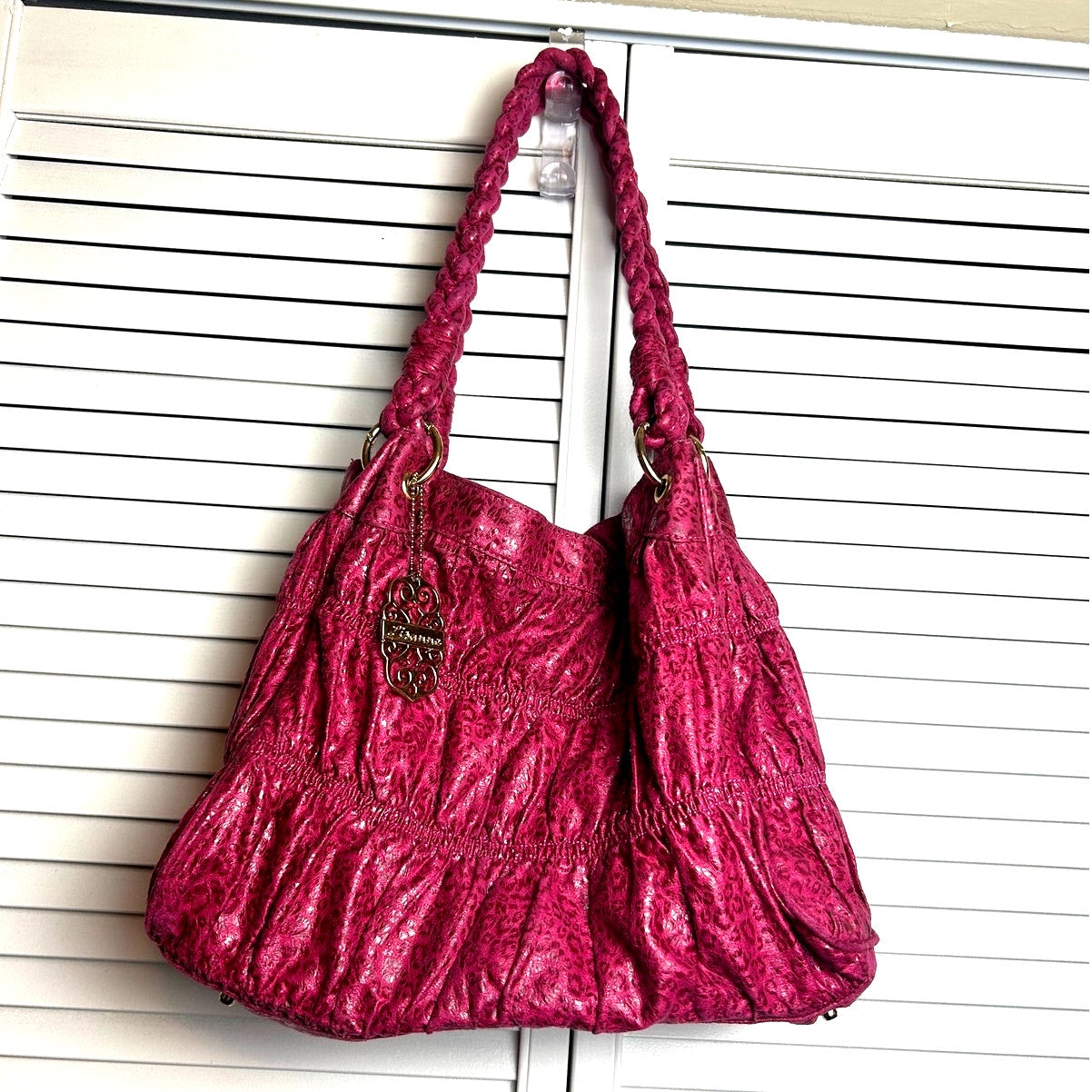 Lissane Pink Leopard Hobo Bag Y2K Indie Sleaze Grüne Umhängetasche mit Besatz