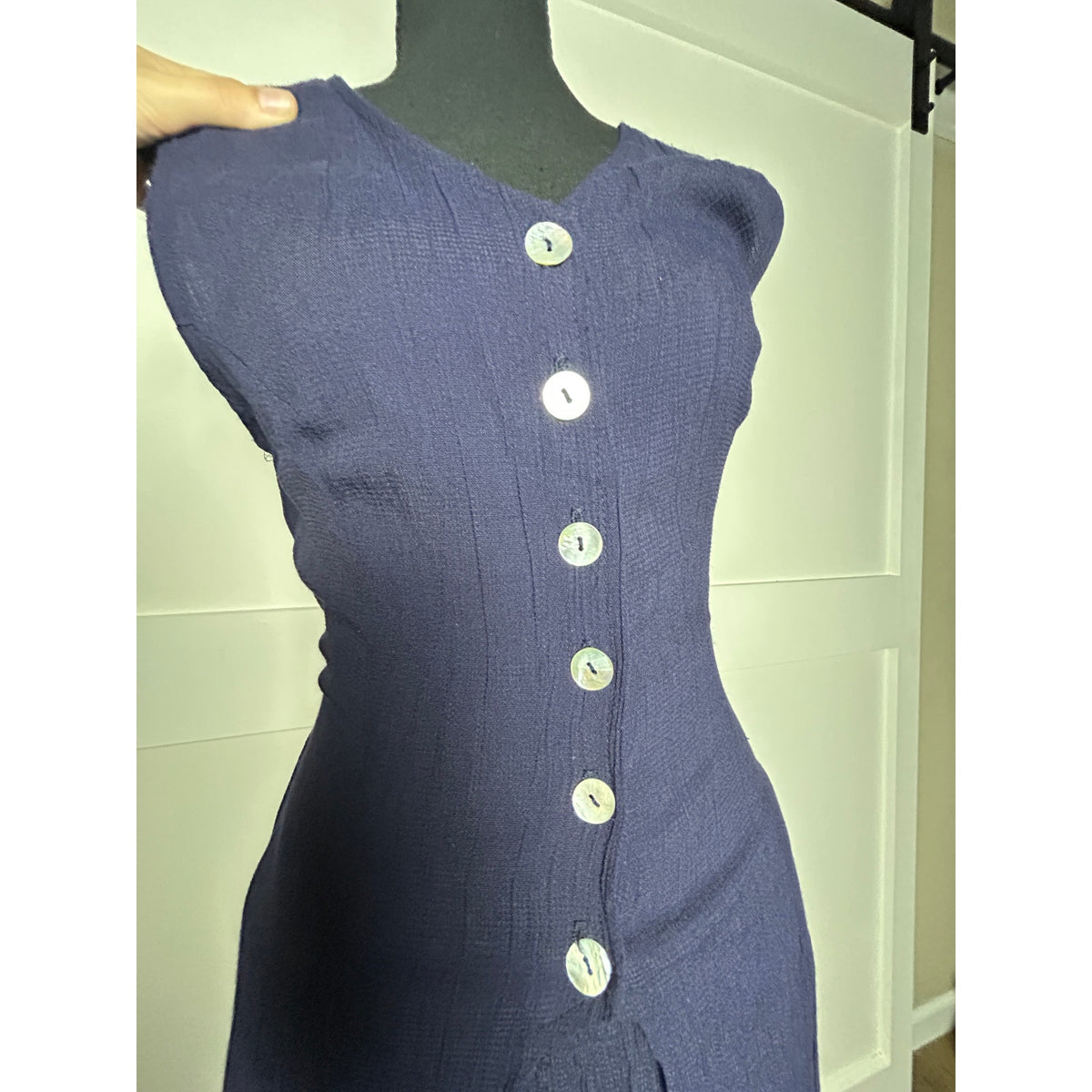Amanda lane tunic pants set hostess navy blue 70s