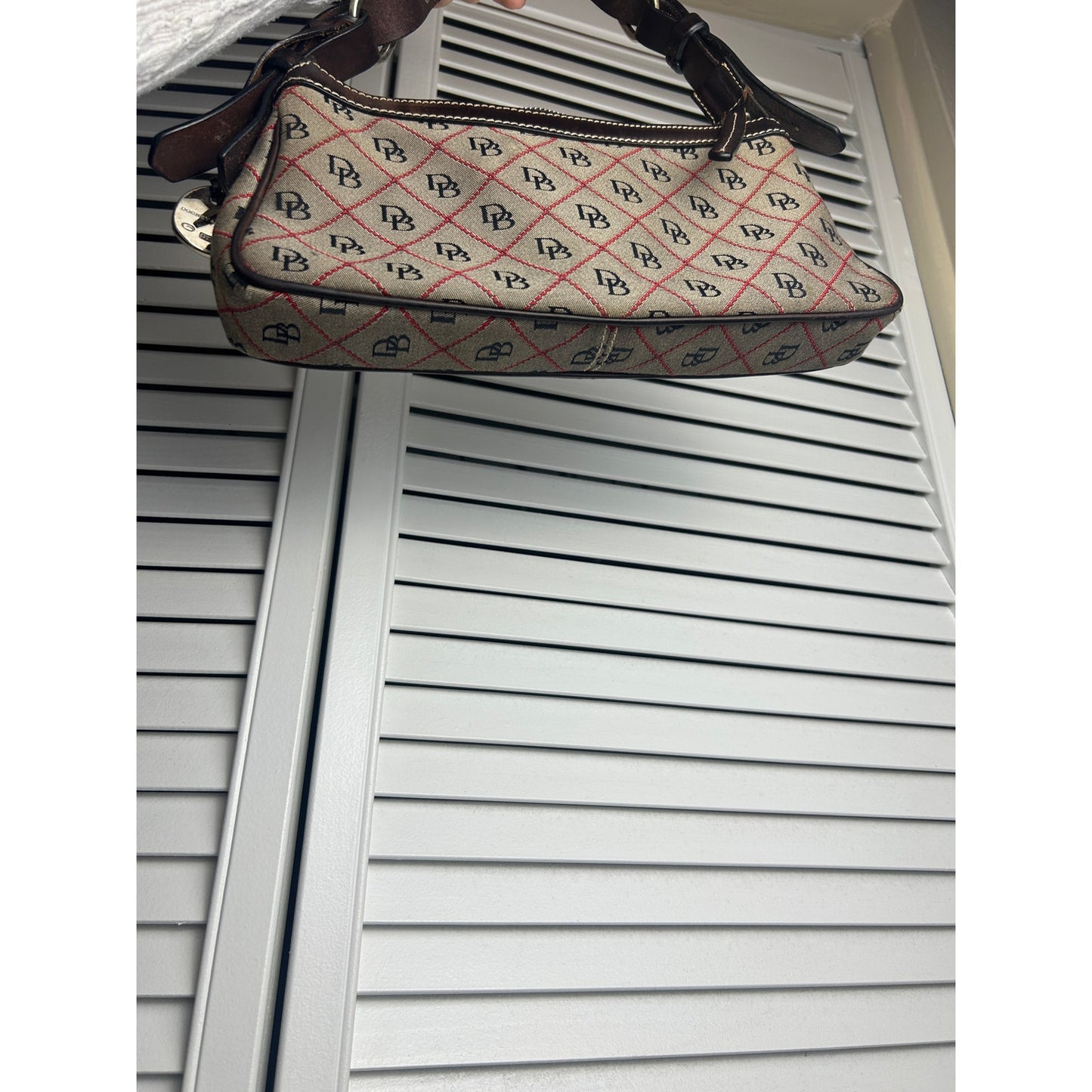 Dooney & Bourke Y2K Monogram Jacquard Baguette Bag – Red Black Tan Shoulder Bag