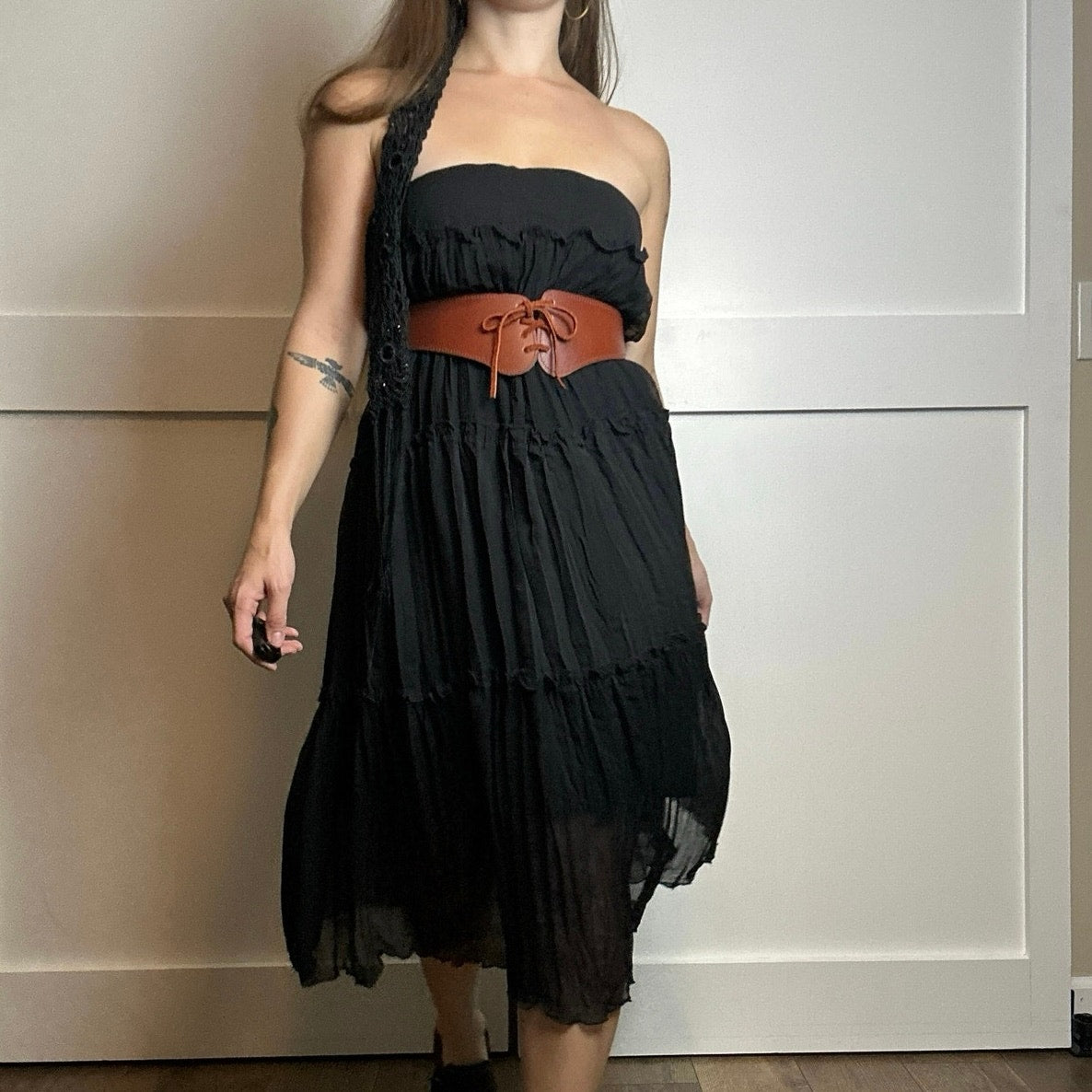 portrait chiffon wrinkle maxi skirt size s/m