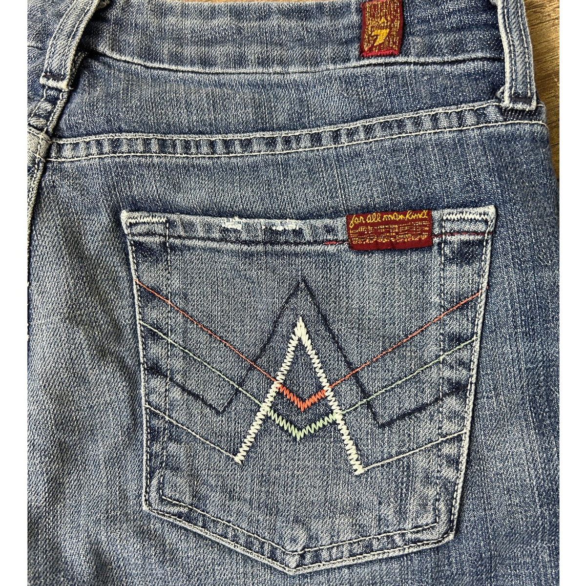 y2k 7 for all mankind A pocket low rise flare jeans size 30 model off duty denim