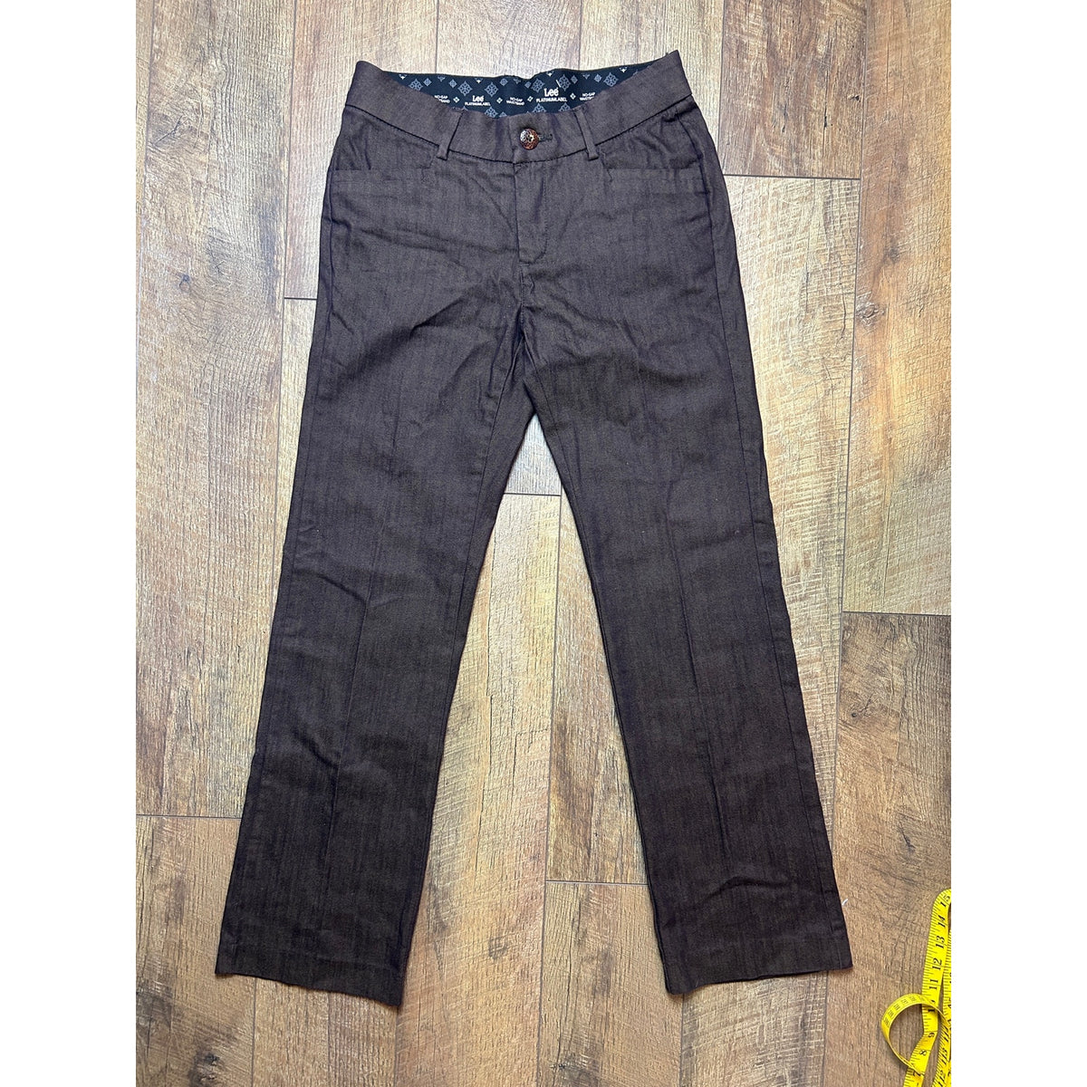 lee platinum label no gap work brown trouser flap pocket size 4 short