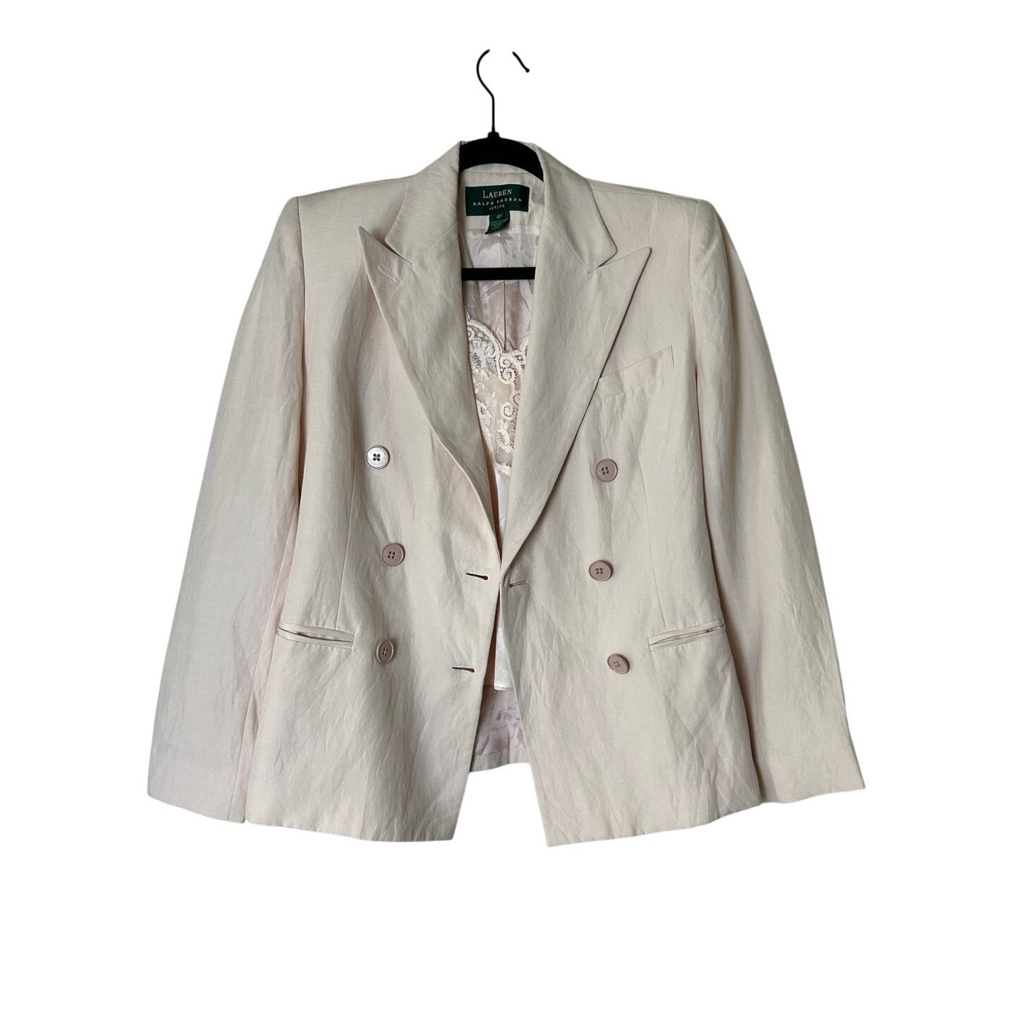 ✨ Lauren Ralph Lauren Double-Breasted Silk & Linen Blazer