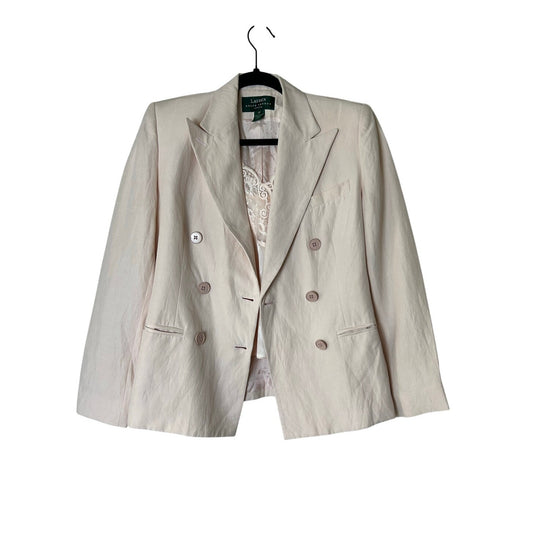 ✨ Lauren Ralph Lauren Zweireihiger Blazer aus Seide und Leinen