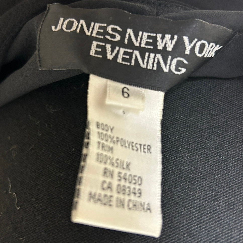 ✨ Vintage Jones New York Seidenkleid mit Perlen und Schalkragen