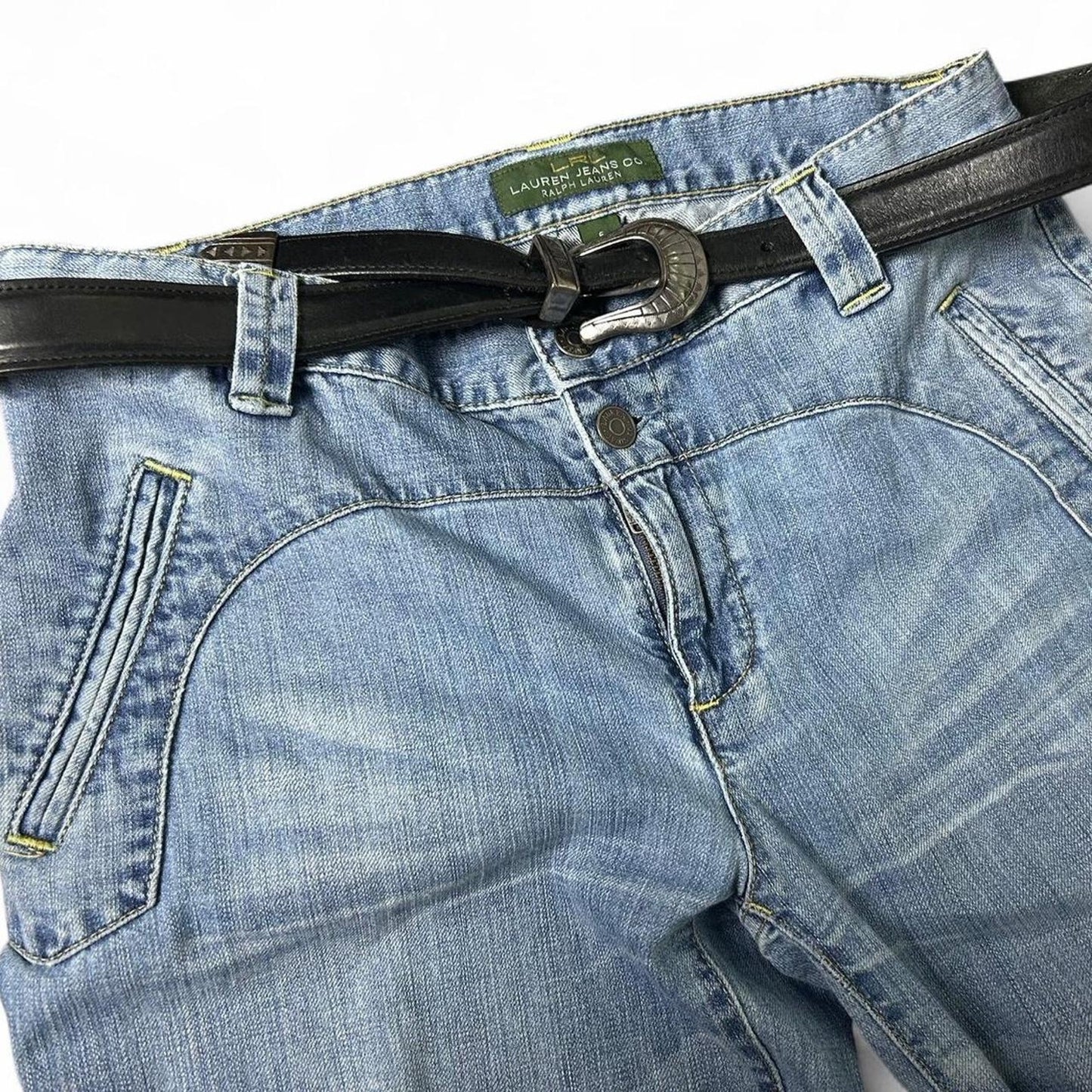 Lauren Ralph Lauren size 30x31 western Light blue denim bootcut jeans with fading