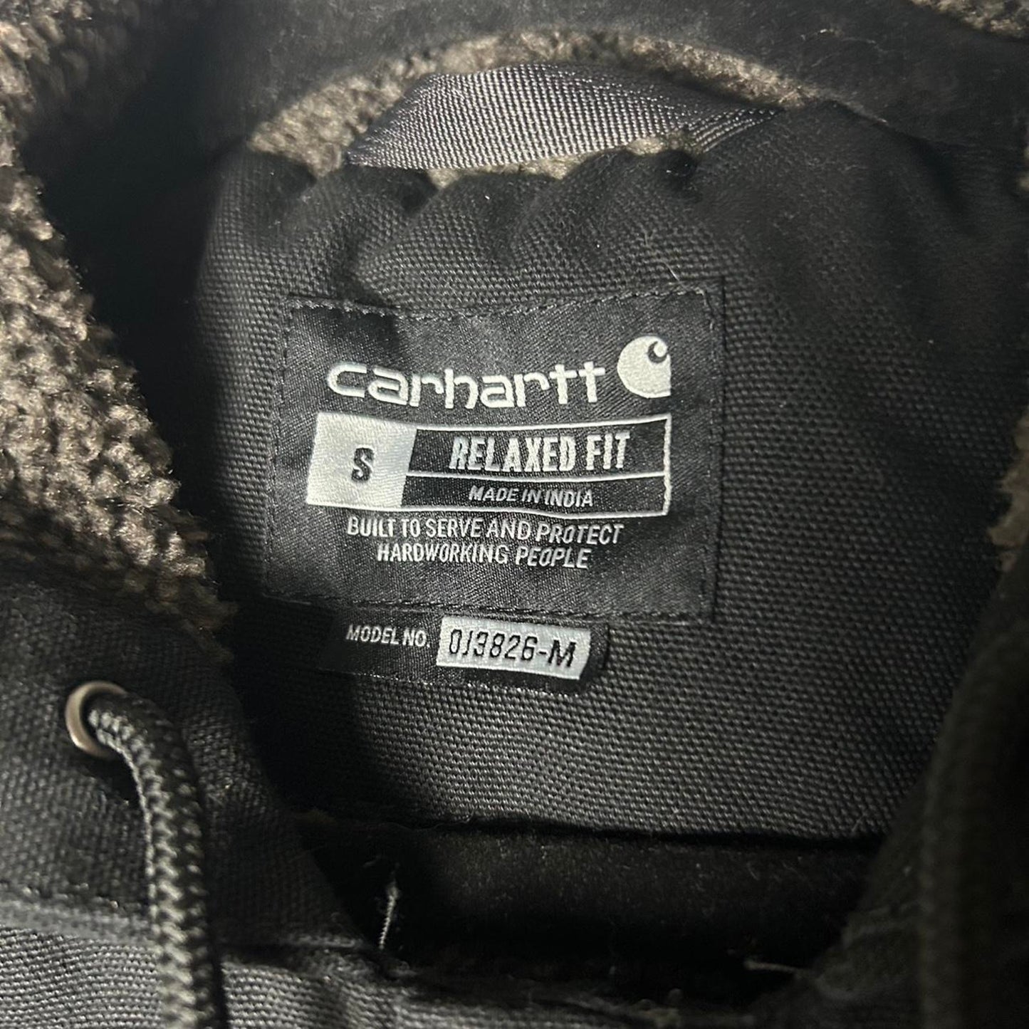 Carhartt black hooded sherpa lined